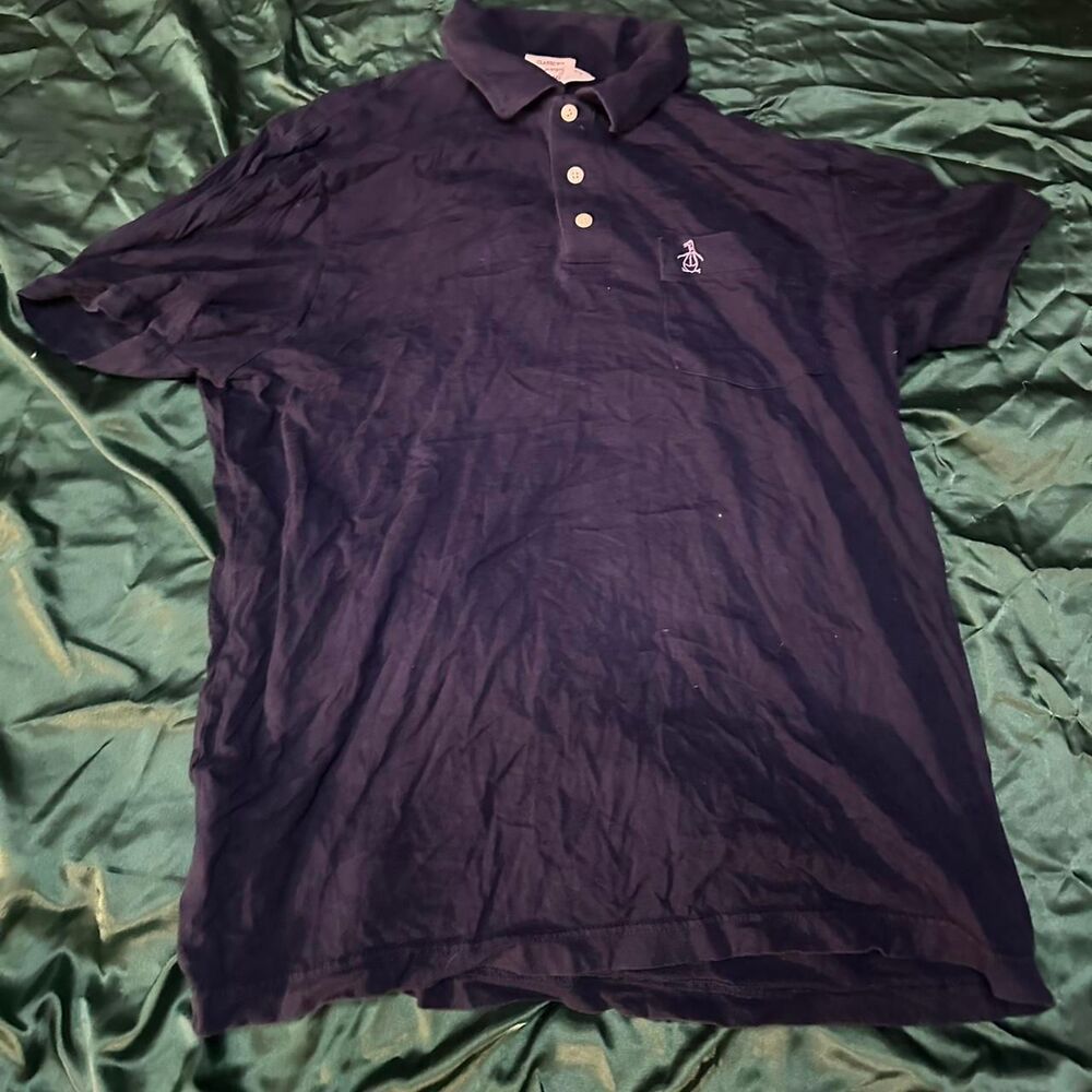 Penguin Men's Navy and Black Polo-shirts